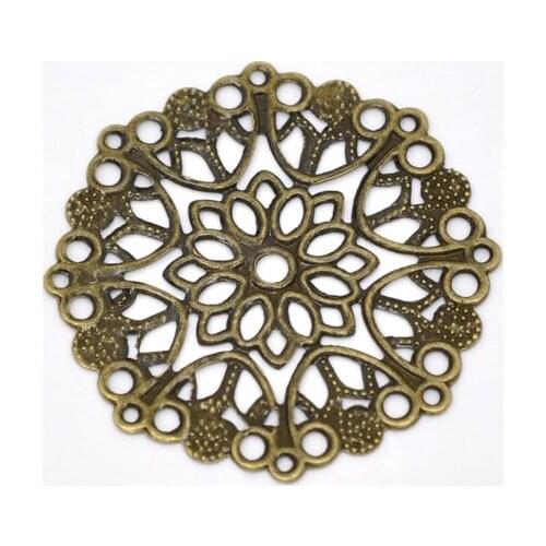 DoreenBeads 50 Bronze Tone Filigree Flower Wraps Connectors 35mm (B14745), yiwu
