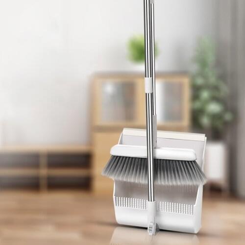YOREDE Foldable Household Broom And Dustpan Set Windproof Non-Stick Hair Sweeper Standing Broom Dustpan Suit Home Cleaning Tools
