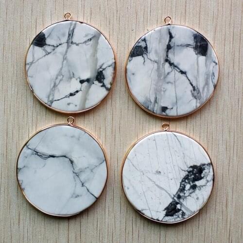 Fashion good quality natural stone round shape pendants for necklaces Jewelry Making 4pcs/lot wholesale free shipping