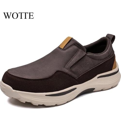 Mens Shoes Ultralight Thick-soled Casual Leather Shoes Men Large Size 48 Comfortable Outdoor Walking Footwear Lazy Driving Shoe
