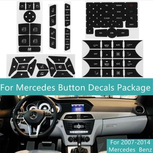 Set Car Button Repair Sticker Steering AC Window Decals Stickers New For Mercedes For Benz 2007-2014 Button Repair Sticker Decal
