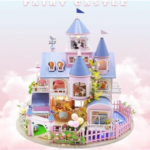 New DIY Doll House Wooden Mini House European Romantic Castle Furniture House kit Toys Childrens Christmas Gift For Children