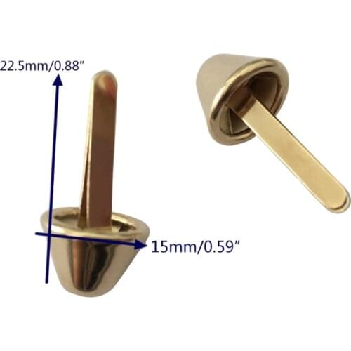 50Pcs/Pack 15mm Flat Bag Purse Handbag Metal Feet Nailheads Bottom Studs Nail Spike Buckles Luggage Pieces Rivets
