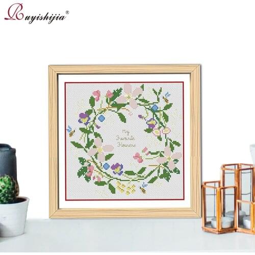 RUYISHIJIA Embroidery set,Needlework,Cross stitch kits,Garland, flower,home DIY Cross-stitch,embroidery cross stitch painting