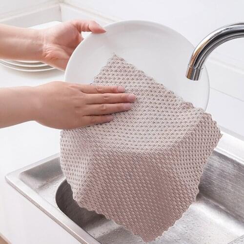 Cleaning Cloth Home Kitchen Counter Sink Dish Washing Cloth Microfiber Water Absorption Rag, Light Grey, 1pcs/5pcs