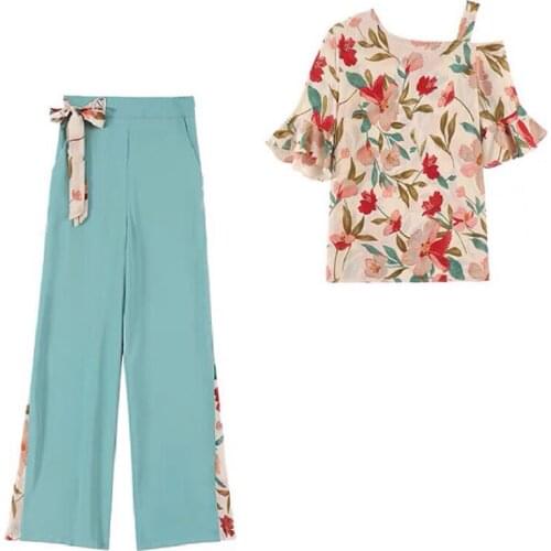 Wide Leg Pants And Tops Suit 2020 Spring Summer 2 Piece Sets Womens Outfits Fashion Casual Slim Two Piece Set Women Lounge Wear