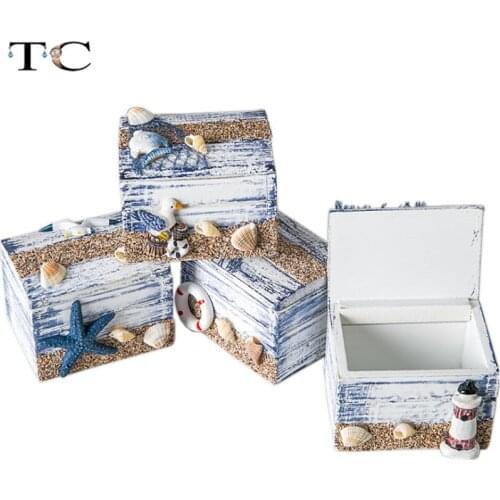 Mediterranean Style Jewelry Storage Box Desktop Classic Wooden Box Creative Jewelry Necklace Earrings Box Candy Box Randomly