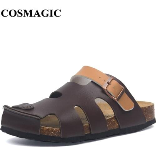 COSMAGIC New Summer Buckle Cork Slipper 2021 Casual Women Beach Outside Non-slip Closed Toe Cut-outs Slides Shoes