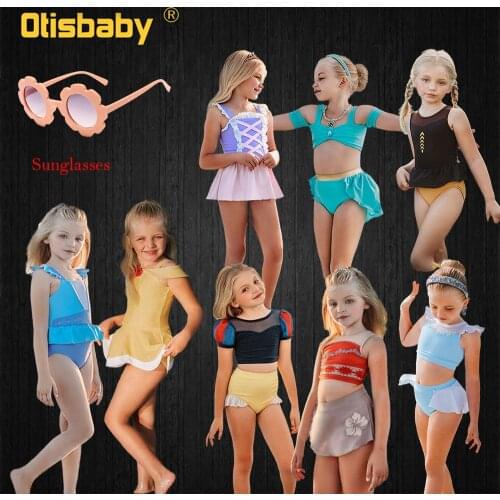 Little Girl Snow White Princess Swimwear Baby Swimming Suit Trunks for Girls Cinderella Bikini Swimsuit Kids One Piece Beachwear