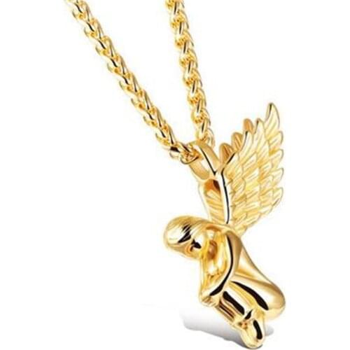 Fashion Angel Wings Pendants Necklace For Women Stainless Steel Chain Gold Color Necklaces Punk Jewelry Best Friend Gifts