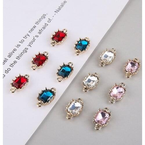 10pcs Korean Fashion zircon crystal Earrings double hanging rectangular earring DIY jewelry necklace bracelet accessory material