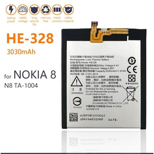 100% Real 3300mAh HE328 HE 328 Battery For Nokia 8 TA-1004 N8 Smart Phone High quality Battery With Tracking number