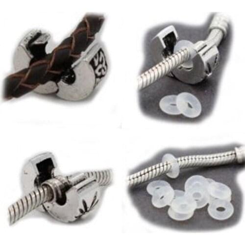 100Pcs Silicone Rubber Stoppers Rings Bracelet Lock Spacer Beads Jewelry Making R7RF