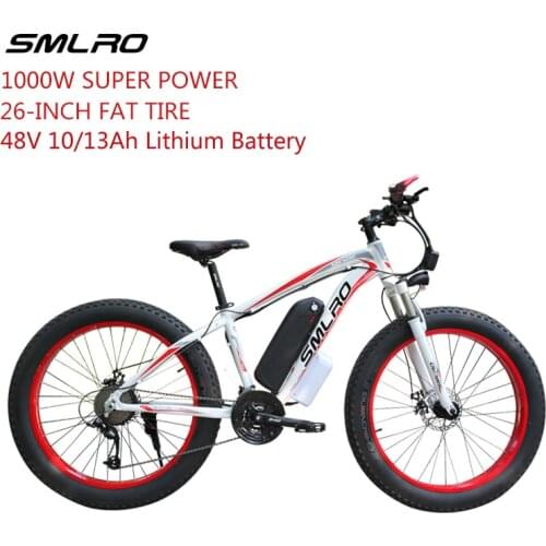 2021 New E-bikes 26-inch Fat Tire Electric Bicycle 1000W Super Power Electric Bikes 48V 10/13Ah Lithium Battery Electric Bike