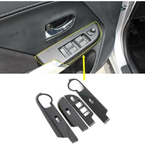 4pcs ABS Carbon Car Door Window Lift Regulator Cover Trim for Toyota Rush 2018-2020
