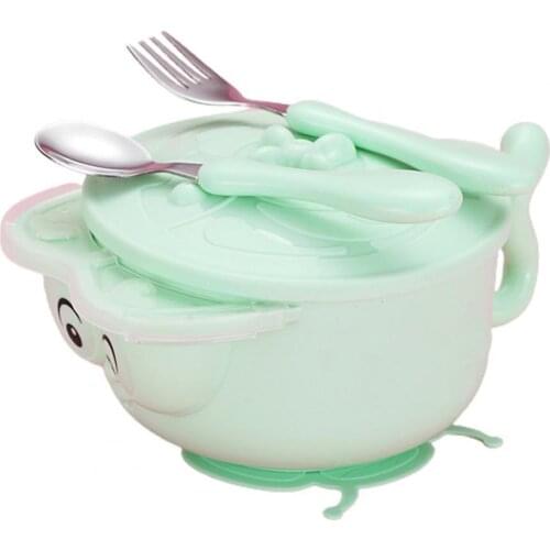 4Pcs/Set Creative 2 Colors Kids Dinnerware Ear Handles Anti-scald Stainless Steel Insulated Tableware Feeding Bowl for Toddler