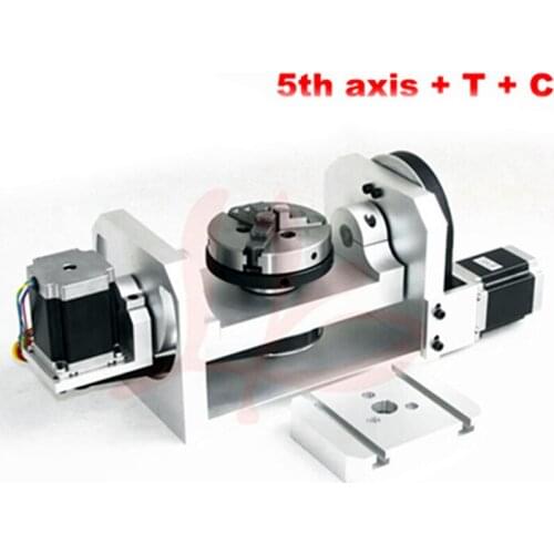A aixs B axis rotation axis with chuck and table for cnc router milling machine