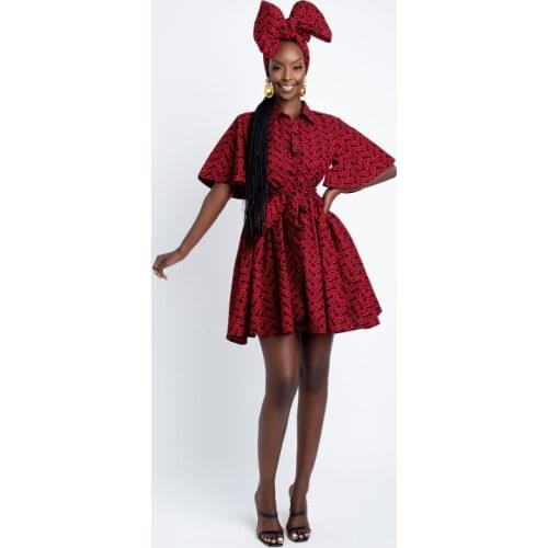 African Style 2021 Summer New Product Digital Printing Womens Casual Short-Sleeved Dress Dashiki Kanga Ankara Lady Clothing