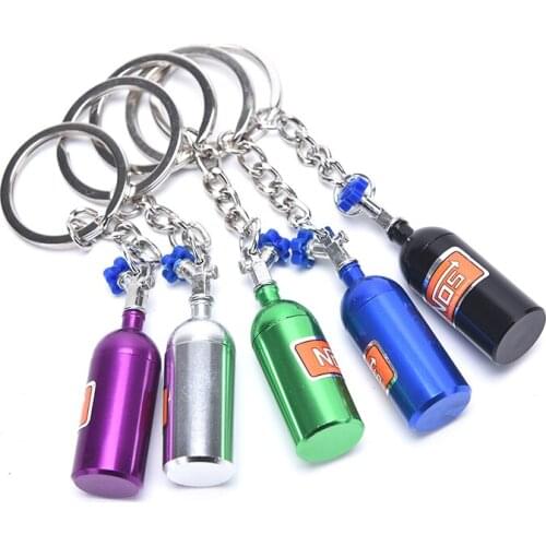 Nitrogen Bottle Metal Key Ring Fashion Key Chain Car Turbo NOS Keychain Stash Pill Box Storage