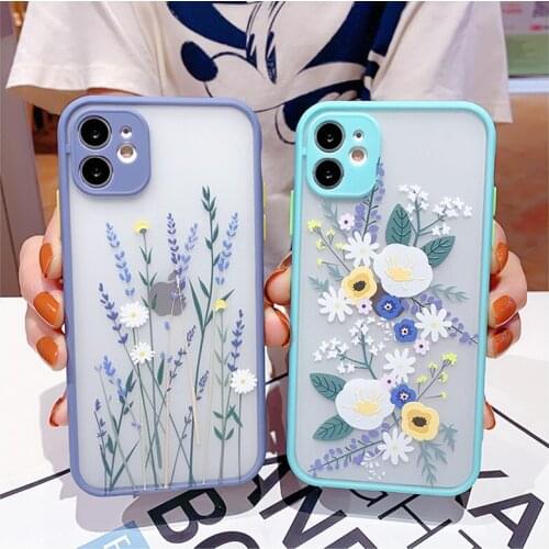 For OPPO A9 A5 2020 A31 A3S A5S A52 A72 A92 Realme 5 Luxury 3D Relief Flower Camera Protection Transparent Matte PC Back Cover