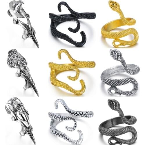 Black Color Gothic Deep Sea Squid Octopus Ring Trendy Vintage Jewelry Opening Adjustable Rings For Women Men Anillos Mujer