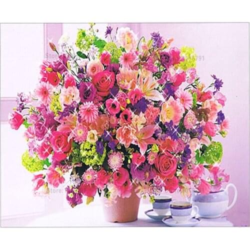 Flowers Rose Mosaic Needlework Diy Diamond painting wall sticker resin diamond embroidery square drill full rhinestone