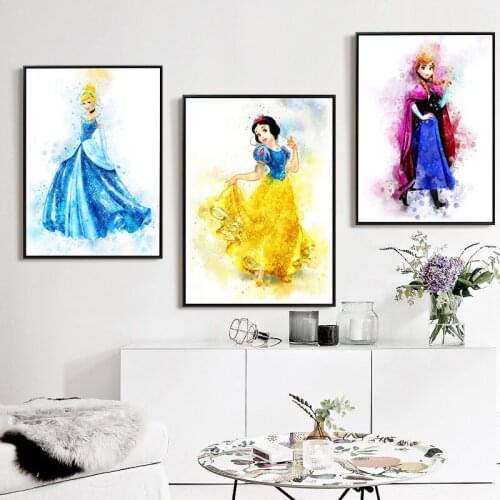 Disney Cartoon Princess Canvas Painting Wall Art Elsa Belle Poster and Prints for Kids Room Decor Picture Home Decoration