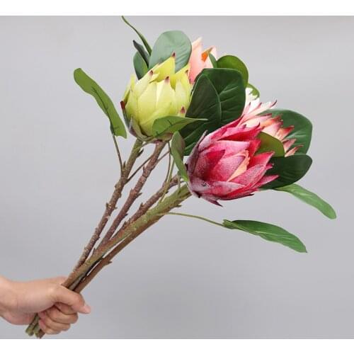 Single Branch Artificial Imperial Flower Plastic Fake Plants Monarch Flower Lotus Magnolia For Home Wedding Festival Party Decor