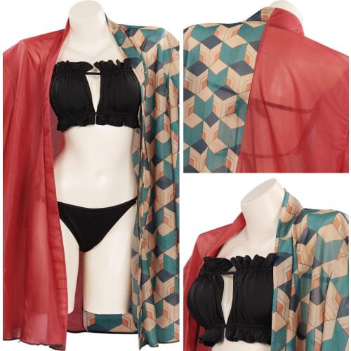 Anime Demon Slayer Tomioka Giyuu Cosplay Costume Swimwear Cloak Outfits Halloween Carnival Suit