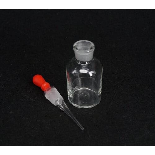 Laboratory Chemistry Equipment 60mL Dropping Bottle Clear Glass with Ground in Pipette and Latex Rubber Nipple