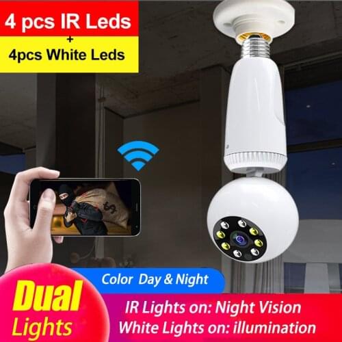 360° Fisheye Lamp Wifi Panorama Cam Bulb 2MP Panoramic Night Vision 2 Way Audio Auto Tracking Home Security Video Surveillance