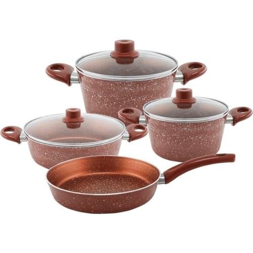 2022 model cookware set 7 Piece Granite Effect Cookware Set Black