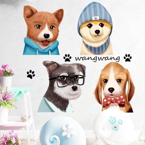 Cartoon Puppy Dog Wall Stickers for Bedroom Kids room Nursery Girls' room Decor Eco-Friendly Removable Vinyl Wall Decals