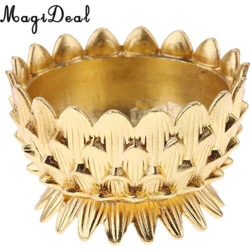 MagiDeal New Hot 1Pc Lotus Flower Shape Butter Lamp Candle Holder Tibetan Butter Brass Oil Lamp for Buddha Pray Craft Home Decor