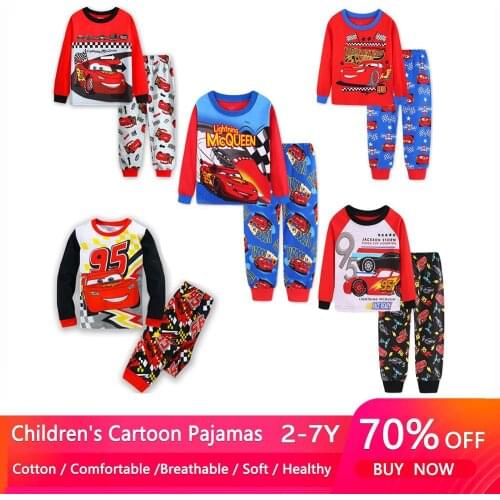New Boys Mcqueen Pajamas Set 95 Cars Cartoon Kids Sleepwear Girl Cute Home Pajamas Children Set Girls Cotton Pyjamas 2-7Y