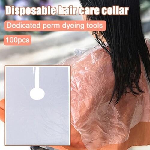 50pcs Disposable Hair Shawl Waterproof Plastic Barber Cloth Hair Cutting Gown Hair Dye Disposable Shawl Home Cleaning Protector