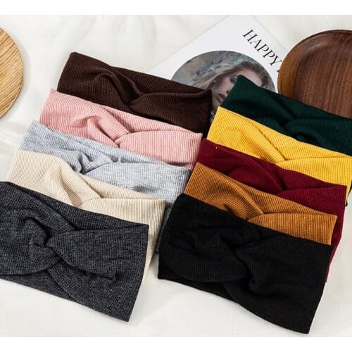 New Fashion Women Girls Summer Bohemian Hair Bands Vintage Headbands Solid Color Cross Bandage Bandanas HairBand Hair Accessorie