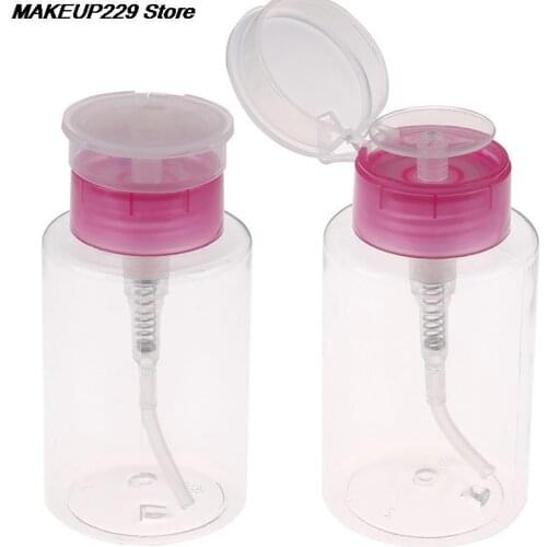 Empty Clear Pump Dispenser Perfume Bottle Container For Acetone Polish Remover Alcohol Liquid Essential Oil Travel Bottle 1Pc