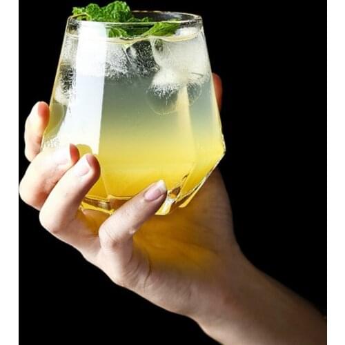 Iridescence Hexagonal Home Outfit Phnom Penh Glass Transparent Glass Diamond Personality Web Celebrity Creative Trend Drink Cup