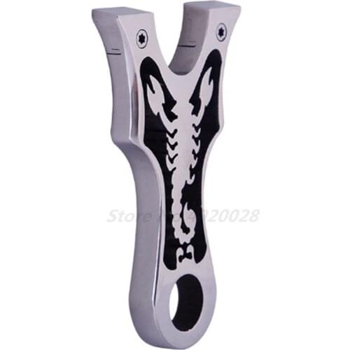 Stainless Steel Hunting Slingshot with Flat Rubber Band Process Cutting Scorpion Slingshot for Outdoor Archery Hunting
