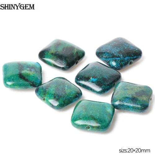 ShinyGem 10pcs 20mm Big Square Natural Phoenix Agates Stone Beads Green Charm Texture For DIY Jewelry Making Bracelets Necklaces
