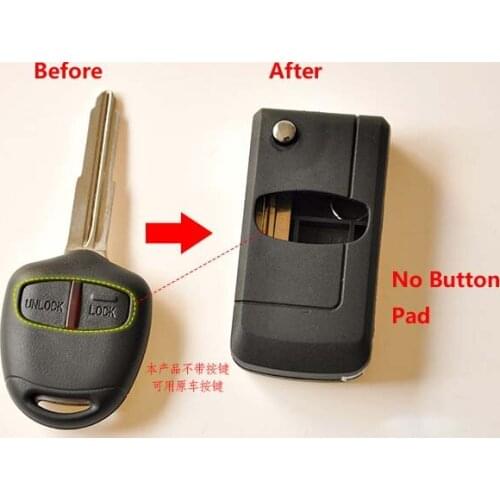 2 Buttons Modified Flip Folding Remote Key Shell For Mitsubishi Lancer Outlander Grandis With Right Key Blade Fob Key Cover