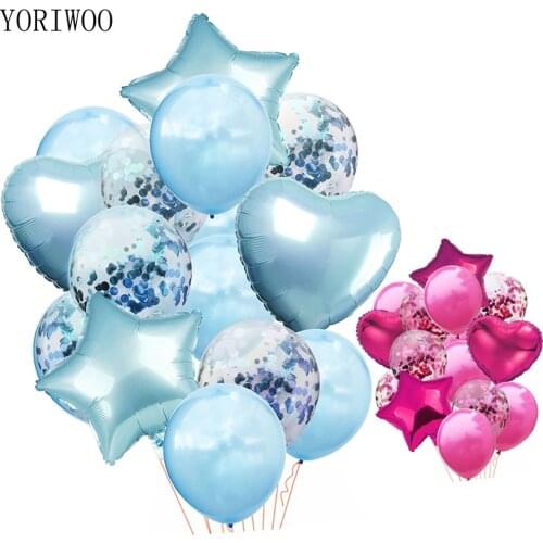 YORIWOO Confetti Balloon Latex Foil Balloons Air Baby Shower Boy Girl Baloons Wedding Happy Birthday Party Decorations Kids 1st