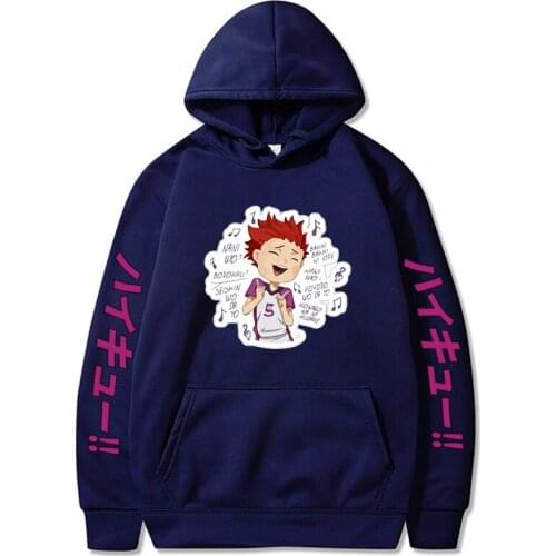 Japanese Haikyuu Hoodies Anime Man Womens Hooded Sweatshirts Streetwear Unisex Couple Clothes Tops for Teens Boys Girls