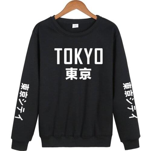 Japanese Hip Hop Harajuku Hoodies Sweatshirt Tokyo Printing Unisex/Men White Brand Pullovers Winter Autumn Crewneck Clothing