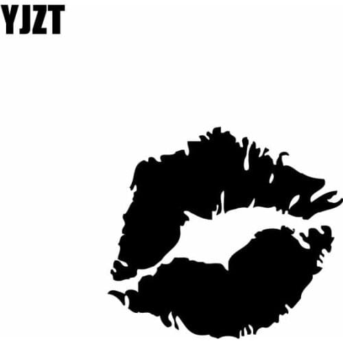YJZT 8.9*9.7CM Vinyl Decals Hot Exciting Kiss Mouth Skillful Manufucature Car Sticker Popular Style Black/Silver C20-0413