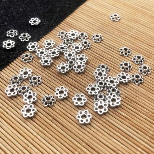 50pcs/Lot 6x6x2mm Antique Hollowed Flower Metal Bead End Caps for Jewelry Making Findings Needlework Diy Earring Accessories