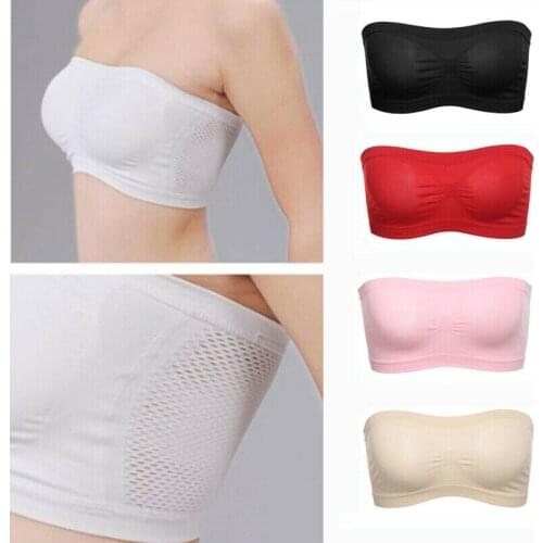 Women Seamless Strapless Bra Bandeau Breathable Padded Boob Fits arrival Tube Top Solid color ports Bra