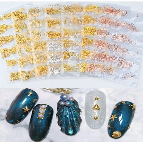 1pcs Mixed Metal Rivets 3D Nail Art Decorations Charm Alloy Gems Gold/Silver/Rose UV Gel Polish Design DIY Manicure Accessory