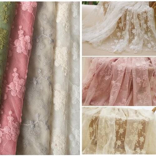 1Yard/lot 130CM Width Embroidery Jacquard Mesh Fabric Tulle for Nigerian Dress Skirts Clothes Wedding Decoration Fabric